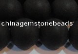 CAG6016 15.5 inches 16mm round matte black agate beads