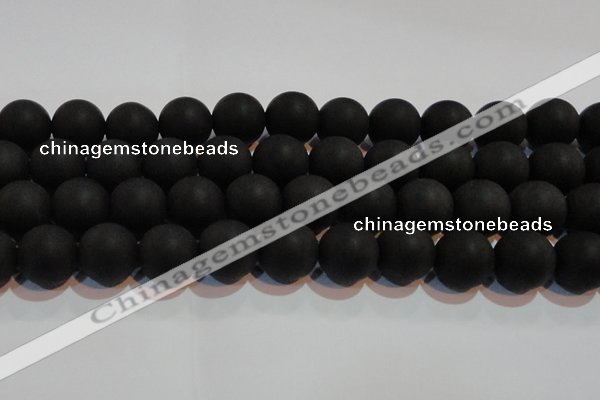 CAG6016 15.5 inches 16mm round matte black agate beads