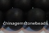 CAG6017 15.5 inches 18mm round matte black agate beads