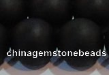 CAG6017 15.5 inches 18mm round matte black agate beads