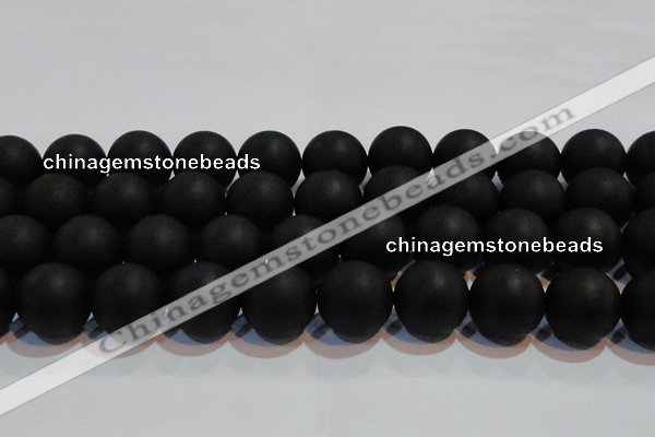 CAG6017 15.5 inches 18mm round matte black agate beads