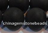 CAG6018 15.5 inches 20mm round matte black agate beads