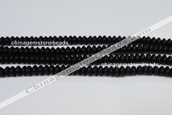 CAG6021 15.5 inches 4*8mm rondelle matte black agate beads