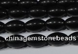 CAG6024 15.5 inches 6*9mm rice matte black agate beads