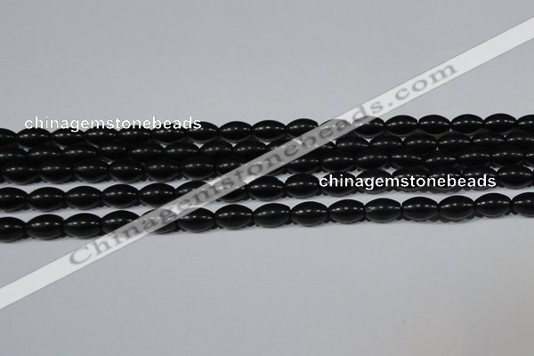 CAG6024 15.5 inches 6*9mm rice matte black agate beads