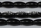 CAG6025 15.5 inches 6*12mm rice matte black agate beads