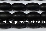 CAG6026 15.5 inches 8*12mm rice matte black agate beads