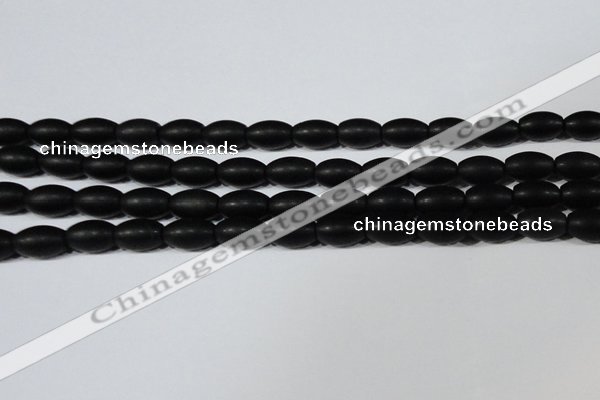 CAG6026 15.5 inches 8*12mm rice matte black agate beads