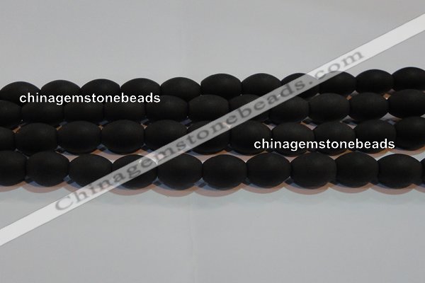 CAG6027 15.5 inches 12*16mm rice matte black agate beads