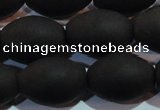 CAG6028 15.5 inches 13*18mm rice matte black agate beads