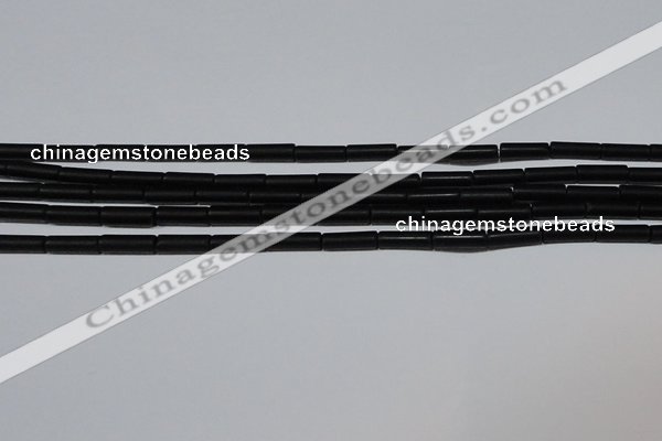 CAG6030 15.5 inches 4*13mm tube matte black agate beads