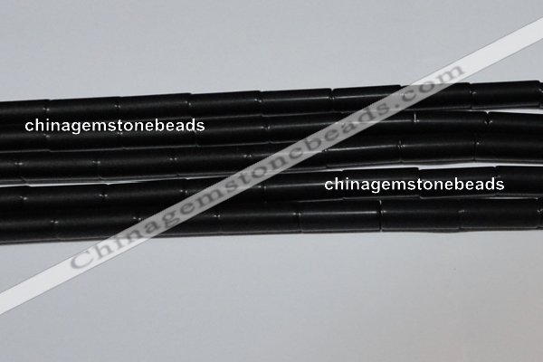 CAG6033 15.5 inches 8*20mm tube matte black agate beads