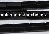 CAG6035 15.5 inches 6*12mm faceted tube matte black agate beads