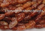 CAG604 15.5 inches 6*12mm rice natural fire agate beads wholesale