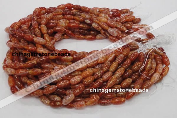 CAG604 15.5 inches 6*12mm rice natural fire agate beads wholesale