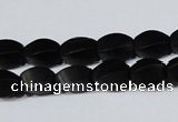 CAG6040 15.5 inches 5*8mm twisted rice matte black agate beads