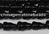 CAG6042 15.5 inches 5*8mm carved calabash matte black agate beads
