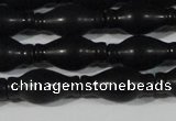 CAG6044 15.5 inches 8*16mm carved vase-shaped matte black agate beads