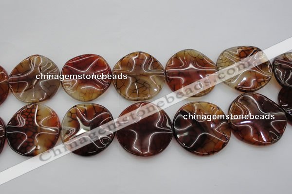 CAG6057 15.5 inches 40mm wavy coin dragon veins agate beads