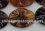 CAG6060 15.5 inches 18*25mm wavy oval dragon veins agate beads