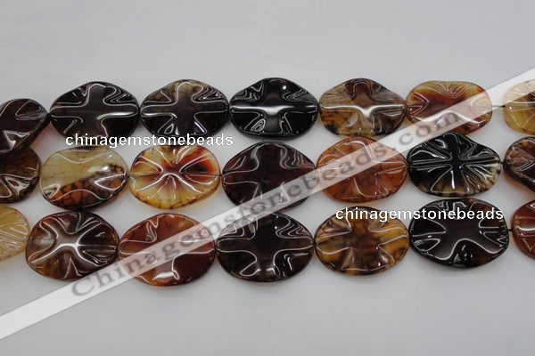 CAG6061 15.5 inches 22*30mm wavy oval dragon veins agate beads