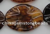CAG6062 15.5 inches 30*40mm wavy oval dragon veins agate beads