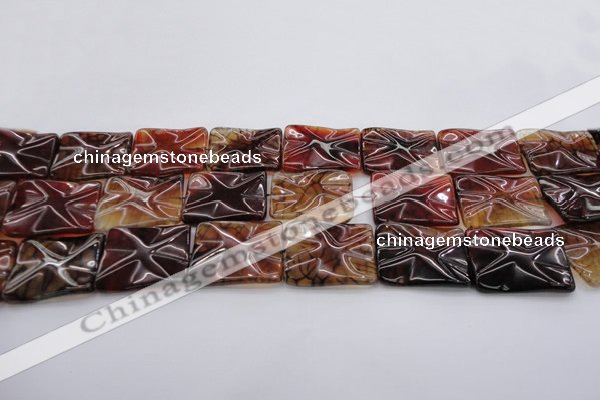 CAG6065 15.5 inches 18*25mm wavy rectangle dragon veins agate beads