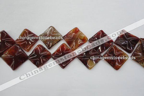 CAG6070 15.5 inches 20mm wavy diamond dragon veins agate beads