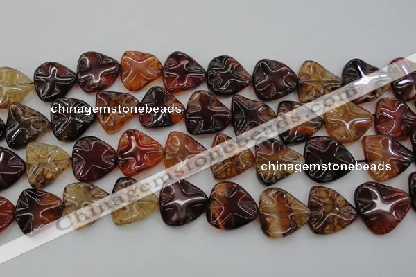 CAG6075 15.5 inches 20mm wavy triangle dragon veins agate beads