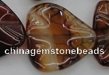 CAG6077 15.5 inches 40mm wavy triangle dragon veins agate beads