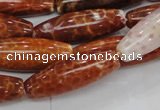 CAG608 15.5 inches 10*30mm rice natural fire agate beads wholesale