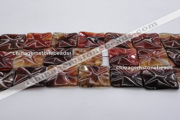 CAG6086 15.5 inches 30*30mm wavy square dragon veins agate beads