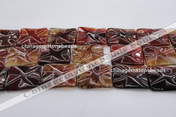 CAG6087 15.5 inches 40*40mm wavy square dragon veins agate beads