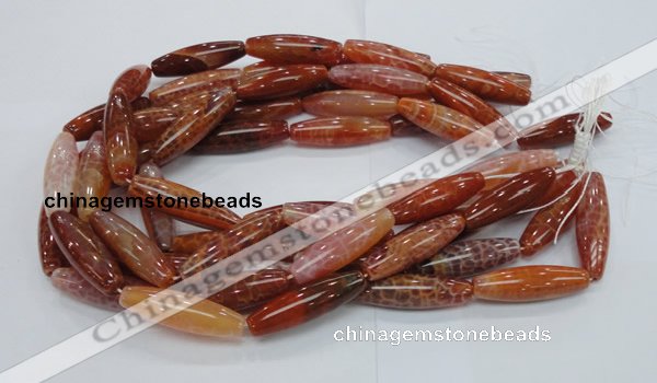 CAG609 15.5 inches 12*40mm rice natural fire agate beads wholesale