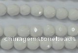 CAG6100 15.5 inches 4mm faceted round white agate gemstone beads