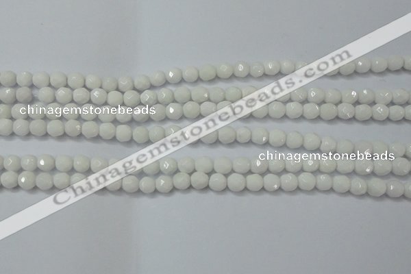 CAG6100 15.5 inches 4mm faceted round white agate gemstone beads