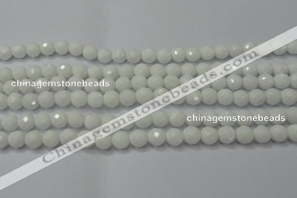 CAG6101 15.5 inches 6mm faceted round white agate gemstone beads