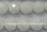 CAG6102 15.5 inches 8mm faceted round white agate gemstone beads