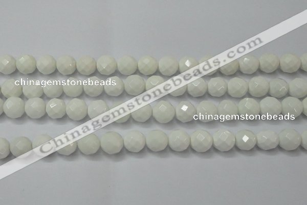 CAG6102 15.5 inches 8mm faceted round white agate gemstone beads