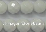 CAG6103 15.5 inches 10mm faceted round white agate gemstone beads