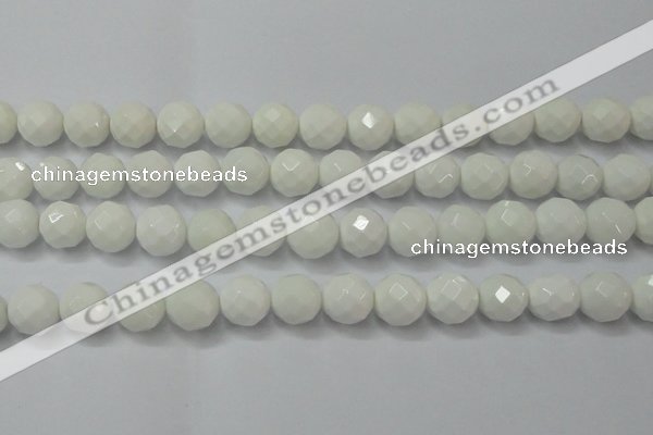 CAG6103 15.5 inches 10mm faceted round white agate gemstone beads