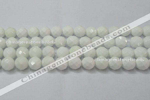 CAG6104 15.5 inches 12mm faceted round white agate gemstone beads