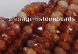 CAG612 15.5 inches 6*10mm faceted rondelle natural fire agate beads