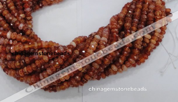 CAG612 15.5 inches 6*10mm faceted rondelle natural fire agate beads