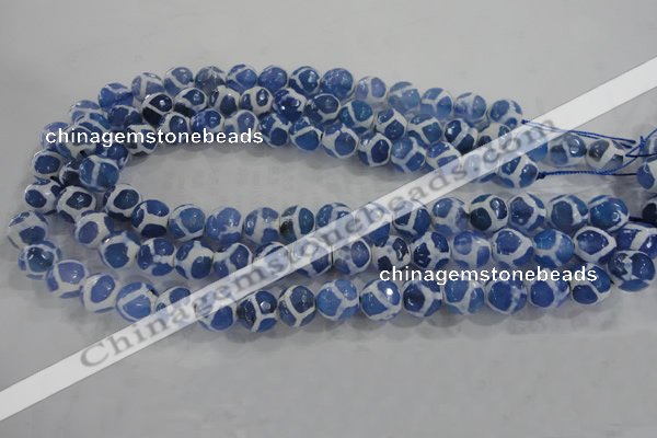 CAG6123 15 inches 14mm faceted round tibetan agate gemstone beads