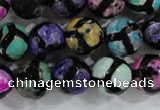 CAG6133 15 inches 14mm faceted round tibetan agate gemstone beads