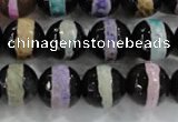 CAG6135 15 inches 8mm faceted round tibetan agate gemstone beads