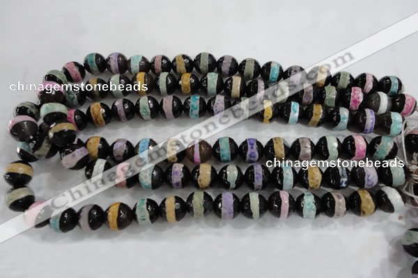 CAG6135 15 inches 8mm faceted round tibetan agate gemstone beads