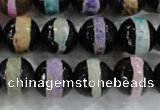 CAG6138 15 inches 14mm faceted round tibetan agate gemstone beads