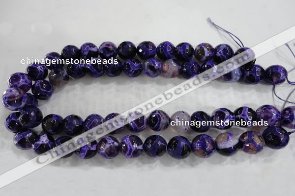 CAG6145 15 inches 10mm faceted round tibetan agate gemstone beads